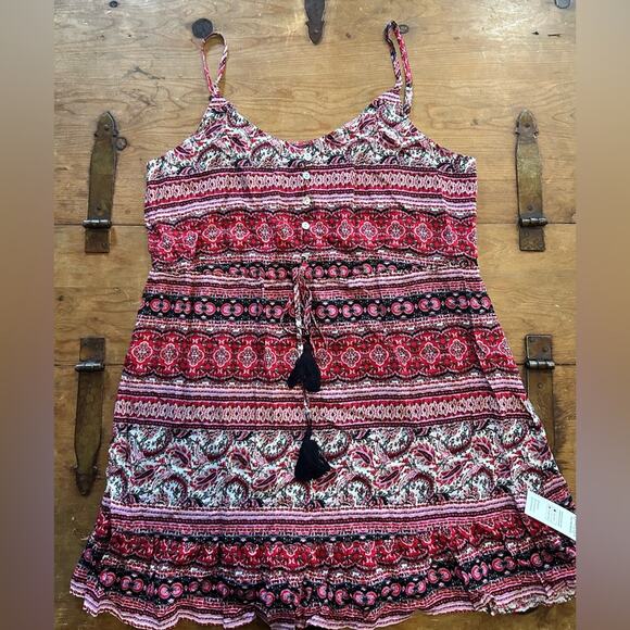 Woman’s Cupshe Boho Cinch Waist Mini Dress Size Large - Picture 2 of 8